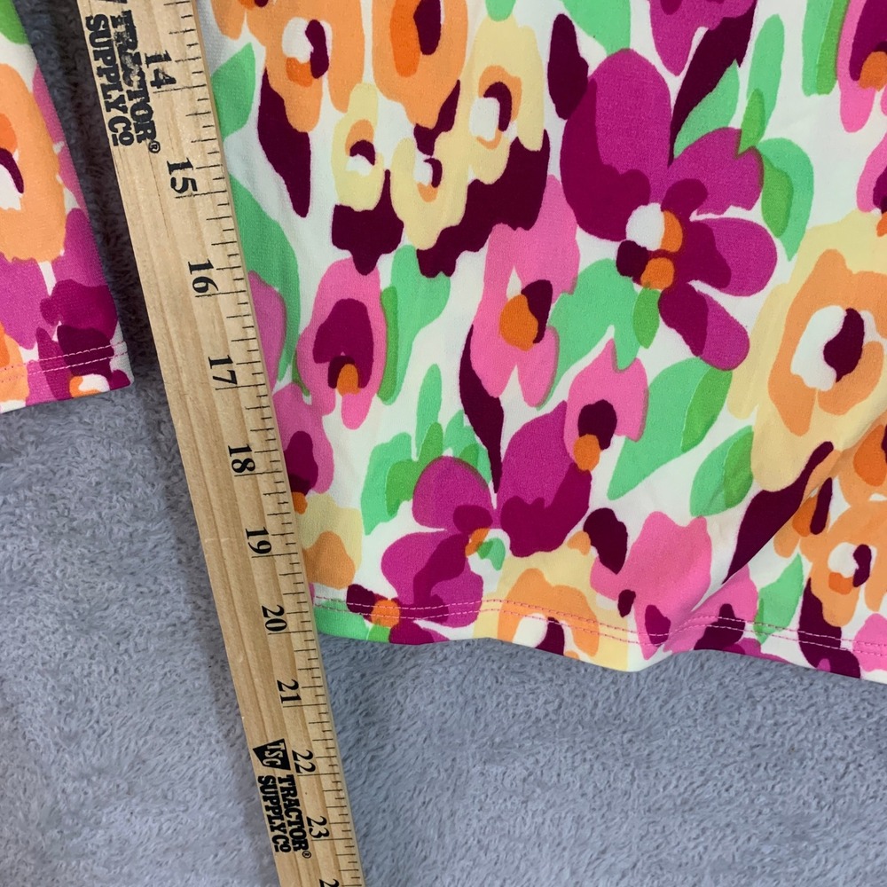 Quacker Factory Floral Pants Women's 1X Multi-Color Crop Wide Leg Casual - Picture 4 of 10